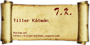 Tiller Kálmán névjegykártya